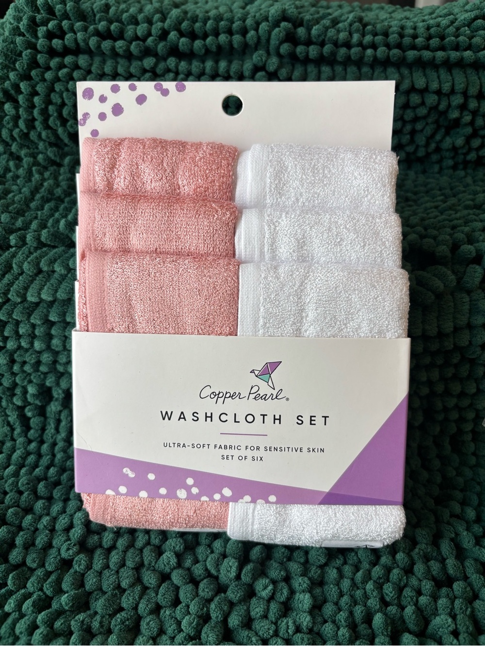 Copper Pearl Kids Washcloth Set - Pink & White - Picture 2 of 10